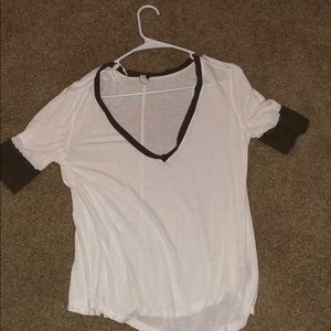White and olive green free people tee!
